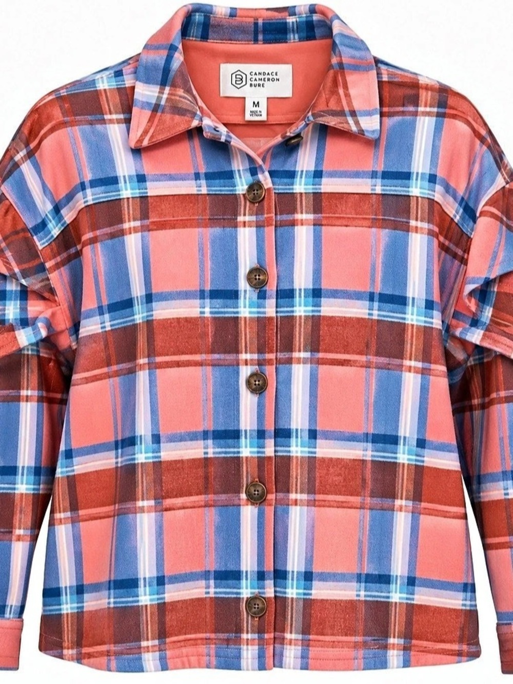 Chaser Plaid Button Down Shirt in Pink & Blue Size Medium NWOT